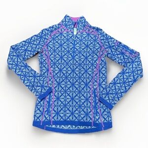 Title Nine Blue and Pink Zip-Up Sweater